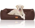 Produktbild: Knuffelwuff Hundebett Lotte aus Velours mit feinem Handwebcharakter XL 105 x 75cm Braun - abnehmbarer Bezug - waschbar - für große, mittelgroße und kleine Hunde