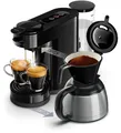 Produktbild: Philips Senseo® Switch 2-in-1 Pad und Filter Kaffeemaschine mit Thermo Kanne + Intensitätsregler, Schwarz (HD6592/64)