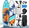 Produktbild: BRAST SUP Board Tropic | Aufblasbares Stand up Paddle Set | 320x81x15cm | inkl. Sonderzubehör | 2in1 Paddel Kajak-Sitz Action-Cam-Halterung Fußschlaufe Pumpe Rucksack