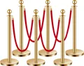 Produktbild: VEVOR Absperrpfosten Absperrung (6 Stk.) zur Steuerung von Menschenmengen (1,5 m lang), Absperrständer aus Edelstahl mit nachfüllbarem Sockel für Ausstellungen Golden