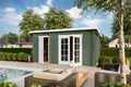 Produktbild: Gartenhaus Blockhaus  Pultdach 34 mm Belmont 2 grün 445x300 cm Lasita