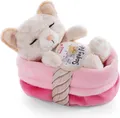 Produktbild: NICI 47892 Sleeping Pets Kätzchen mit Leopardenmuster 12cm im pink-rosanen Körbchen