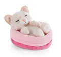 Produktbild: NICI Kuscheltier Katze im Körbchen 12 cm – Sleeping Pets Plüschtier Katze mit Le