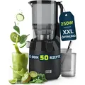 Produktbild: Lebenlang Slow Juicer Entsafter mit großer Öffnung, Für ganze Früchte und Gemüse, Rezepte, 250 W, BPA-Frei, Hohe Saftausbeute, Erhalt der Nährstoffe schwarz