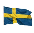 Produktbild: PHENO FLAGS Flagge Schweden Flagge 90 x 150 cm Schwedische Fahne Nationalflagge (Hissflagge für Fahnenmast), Inkl. 2 Messing Ösen