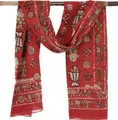 Produktbild: GURU SHOP Leichter Pareo, Sarong, Handbedrucktes Baumwolltuch - rot Kombination 18, Herren/Damen, Baumwolle, 190x120 cm