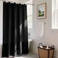 Produktbild: REDKEY Duschvorhang 180x220 cm mit Gewicht Unten, Anti-schimmel Badvorhang, Waschbar Schnelltrocknend Wasserabweisend PVC Textil, Antibakteriell Badewanne Vorhang mit 12 Haken für Bad Dusche, Schwarz