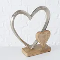 Produktbild: Aufsteller Deko Herz Aluminium Holz 22x18cm Hochzeit Wohnraum Dekoration