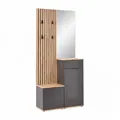 Produktbild: Simple Flurgarderoben Set in Artisan Eiche Optik, Anthrazit - Moderne Kompaktgarderobe mit Spiegel für Ihren Eingangsbereich - 88 x 195 x 35 cm (B/H/T)