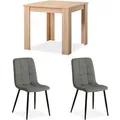 Produktbild: Homestyle4u Essgruppe mit Tisch Natur und 2 Polsterstühlen Grau 2377