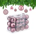 Produktbild: Relaxdays Weihnachtskugeln 50er Set, glitzernde, Matte & glänzende Christbaumkugeln, Kunststoff, ∅ 3, 4 & 6 cm, rosa
