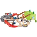 Produktbild: Hape E3764 großes Eisenbahn-Baukasten-Set miit Zug und Figuren Holzspielzeug