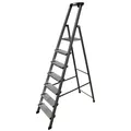 Produktbild: Trittleiter Krause Securo eloxiert - 7 Stufen einseitig besteigbare Trittleiter mit Ablage-Arbeitsfläche 126450