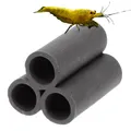 Produktbild: Aquariendeko Pyramide 3er XL Garnelenröhre Aquarium Deko Garnelen Garnelenhöhle Krebshöhle Welsröhre Laichröhre Keramik Ton schwarz