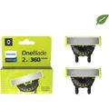 Produktbild: Philips OneBlade 360 Authentische Ersatzklingen für alle OneBlade und OneBlade Pro Modelle aus langlebigem Edelstahl original von Philips Zweier P...