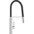 Produktbild: Grohe Feel Einhand-Spültischbatterie, Ausladung 235mm, GROHFlexx Santopren-Schlauch, schwenkbar, Profibrause, 31489000, Farbe: Chrom