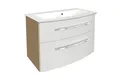 Produktbild: FACKELMANN Waschbeckenunterschrank B.Style Waschtischset 83 cm Korpusfarbe: Sandeiche Frontfarbe: Weiß