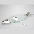 Produktbild: Unbekannt Fischplatte Glas Servierplatte Platte für Fisch Lachsplatte mit Heber