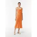 Produktbild: comma Midikleid Kleid Satinkleid mit Wasserfall-Ausschnitt orange 38 EU