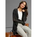 Produktbild: Strickjacke LAURA SCOTT, Damen, Gr. 32/34, schwarz, Strick, Obermaterial: 50% Viskose, 26% Polyamid, 24% Polyester. Spitze: 90% Polyamid, 10% Elasthan, unifarben, figurumspielend hüftbedeckend, tiefer V-Ausschnitt, Rippbündchen, Strickjacken Strickjacke, kuscheliger Winterstrick mit femininen Spitzenärmeln - NEUE KOLLEKTION
