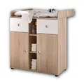 Produktbild: WIKI Praktische Baby Wickelkommode inkl. Aufsatz - Vielseitiger Wickeltisch mit viel Stauraum in Eiche Sonoma Optik, Weiß - 89 x 101 x 78 cm (B/H/T)