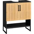 Produktbild: SoBuy Waschbeckenunterschrank mit Bambus Tür Badezimmerschrank BZR202-SCH