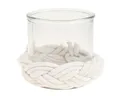 Produktbild: DIJK Windlicht Windlicht Glas Makramee Weiß Tischdeko Ø13cm H10cm
