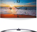 Produktbild: ARTland Wanduhr, gebogen Funkuhr - schwarzer Zeiger Sonnenuntergang und das Meer Größe: 60x30 cm