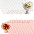 Produktbild: 20 Blatt Blumenstrauß Geschenkpapier – Wasserdichtes Wrapping Paper mit Goldrand, Blumenpapier für Geschenkverpackungen, BlumenKunst und Handwerk, Dekopapier für Blumensträuße (Rosa & Weiß, 58x58cm)