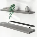 Produktbild: Wandregal Freischwebend Inkl. Halterung Mdf 15kg Tragkraft 3,8cm Stärke Wand Flur Board Regal Bücherregal Hängeregal Küchenregal 110cm Grau - Casaria