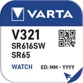 Produktbild: 4x V321 Uhrenbatterie Knopfzelle = SR65SW SR616SW VARTA
