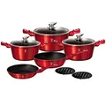 Produktbild: BerlingerHaus Haus Burgundy Kochtopf Set Induktion 10-Teiliges, Antihaft PFOA-frei Marmor, Aluminium BH-1222N Metallic Rot, Groß