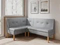 Produktbild: JKG Meble Eckbank fur Essizmmer - Eckbank Küche mit Aufbewahrungsbehälter - Modern Sitzecke Küche - Stoff Velours - gepolsterte Rückenlehne - Grau - Monolith 84-130x170 cm