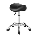 Produktbild: VEVOR Sattelhocker Rollhocker 204 kg belastbarer höhenverstellbarer (55-71 cm) Drehhocker Arbeitshocker, ergonomischer verdickter PU-Leder-Drehsattelstuhl für Salon Spa Massage Klinik, Schwarz