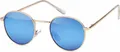Produktbild: styleBREAKER Uni Panto Sonnenbrille mit runden Gläsern | Metallrahmen mit Federscharnier & UV400 Schutz | verspiegelte oder getönte Flachgläser
