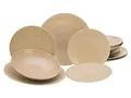Produktbild: CreaTable, 23920, Serie Vesuvio Sand, 12-teiliges Geschirrset für 4 Personen, Teller Set aus Steinzeug, spülmaschinen- und mikrowellengeeignet, Made in Europe