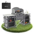 Produktbild: Juskys Campingküche faltbar mit Tragetasche - Outdoor Camping Küche Kochtisch klappbar - Faltbare Küchenbox - Grau