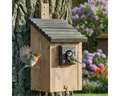 Produktbild: Zooprinz Nistkasten Vogelhaus für Wildvögel Wetterfest Vollholz Vogelhäusschen, Klappbare Front, Räuberschutz, Braun Satteldach