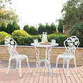 Produktbild: Gartenmöbelset Wakefield Tisch rund mit 2 Stühlen Gusseisen Weiß casa.pro