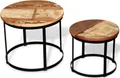 Produktbild: vidaXL 2-tlg. Couchtisch-Set Altholz Massiv Rund 40cm/50cm
