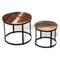 Produktbild: vidaXL Couchtisch 2-tlg. Couchtisch-Set Altholz Massiv Rund 40cm/50cm (1-St)