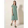 Produktbild: Sommerkleid CECIL, Damen, Gr. L (42), US-Größen, grün (matcha grün), Web, 58% Baumwolle, 42% Polyester, unifarben, gerade kniefrei, Rundhals, Bündchen, Kleider Sommerkleid, soft und trageangenehm