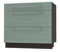 Produktbild: Feldmann-Wohnen Auszugsunterschrank Kvantum (Schubladen mit Teilauszug, Selbsteinzug und Soft-Close-Funktion, 1-St., Fronten mit dekorativen Fräsungen und leicht abgerundeten Ecken) 90x50x82cm lava - mint (Q-D3M/90)