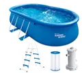 Produktbild: Summer Waves Quick Up Pool Komplettset | Oval 549x305x107 cm Blau | Aufstellpool Set | Gartenpool & Schwimmbecken inkl. Filterpumpe, Leiter, Bodenvlies & Abdeckplane