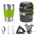 Produktbild: Camping Geschirr Set 10-teiliges Outdoor Kochgeschirr Aluminium Camping Töpfe...