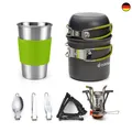 Produktbild: Odoland Camping Geschirr Set 10-teiliges Outdoor Kochgeschirr Aluminium Campi...