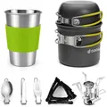 Produktbild: Campingkochset 10-teilig Alu Töpfe Becher Besteck Mini Kocher