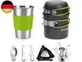 Produktbild: Odoland Camping Geschirr Set 10-teiliges Outdoor Kochgeschirr Aluminium Camping