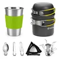 Produktbild: Odoland Camping Geschirr Set 10-teiliges Outdoor Kochgeschirr Aluminium Camping