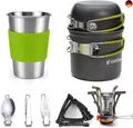 Produktbild: Odoland Camping Geschirr Set 10-teiliges Outdoor Kochgeschirr Aluminium Camping